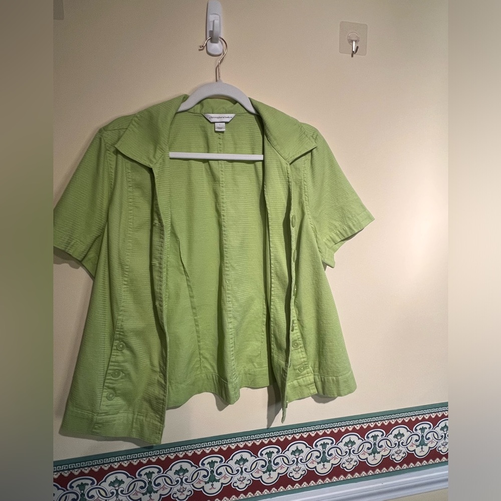 EUC Christopher & Banks button down shirt women’s size large in lime green
